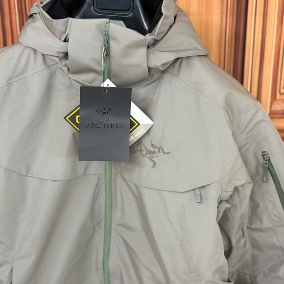 Arc'teryx Hooded Hardshell Down Jacket/Windbreaker, Misty Green, Size L - Picture 3 of 9
